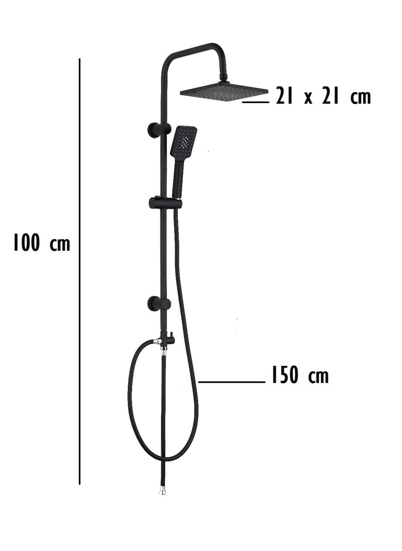 Generic - Riser & Down Shower - Shower Mixer Set with Wall Mounted Shower System, Hardware Kit with Overhead Shower Head and Multifunctional Hand Shower Set, Modern, Easy to Install, Black - Image 1