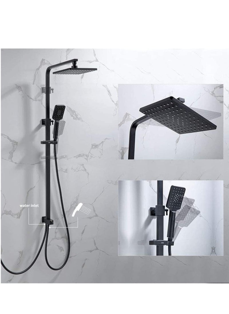 Generic - Riser & Down Shower - Shower Mixer Set with Wall Mounted Shower System, Hardware Kit with Overhead Shower Head and Multifunctional Hand Shower Set, Modern, Easy to Install, Black - Image 1