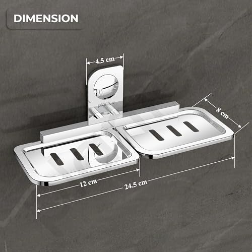 Plantex Dream Stainless Steel Double Soap Dish Stand for Bathroom & Kitchen/Soap Dish/Bathroom Accessories - Wall Mounted - Chrome (Pack of 1) - Image 4
