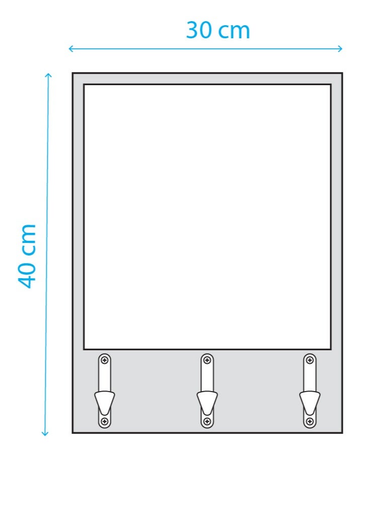 Generic Hooks Mirror -Premium quality wall mounted mirror + coat hanger - Made of 100% solid Beech wood - 3 metal coat hooks  - Image 3