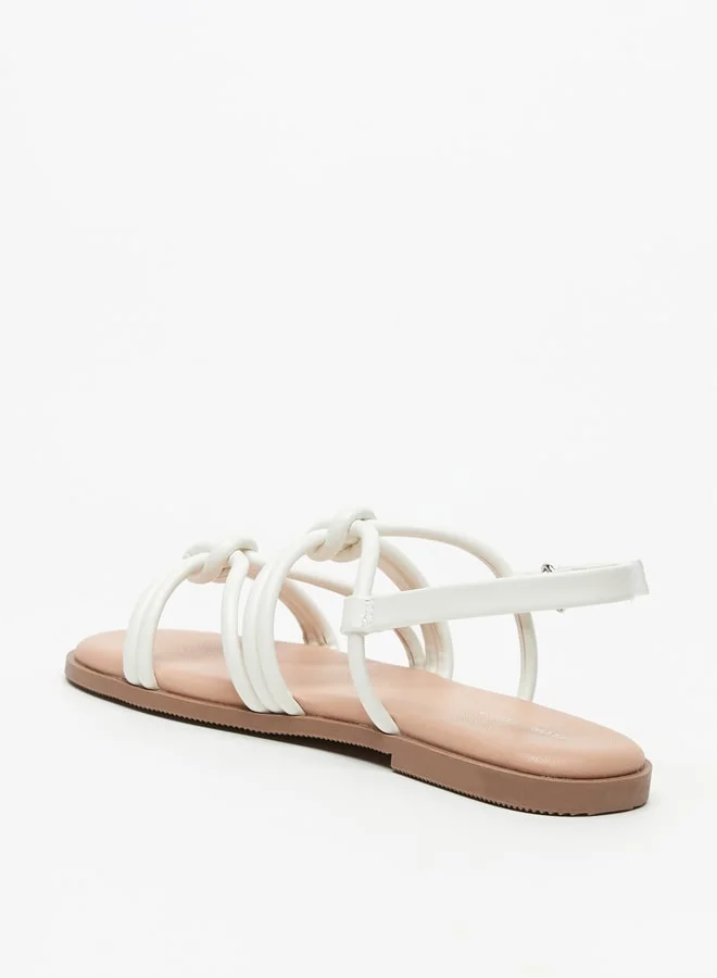 Flora Bella By Shoexpress Girls Knot Detail Flat Sandals with Hook and Loop Closure