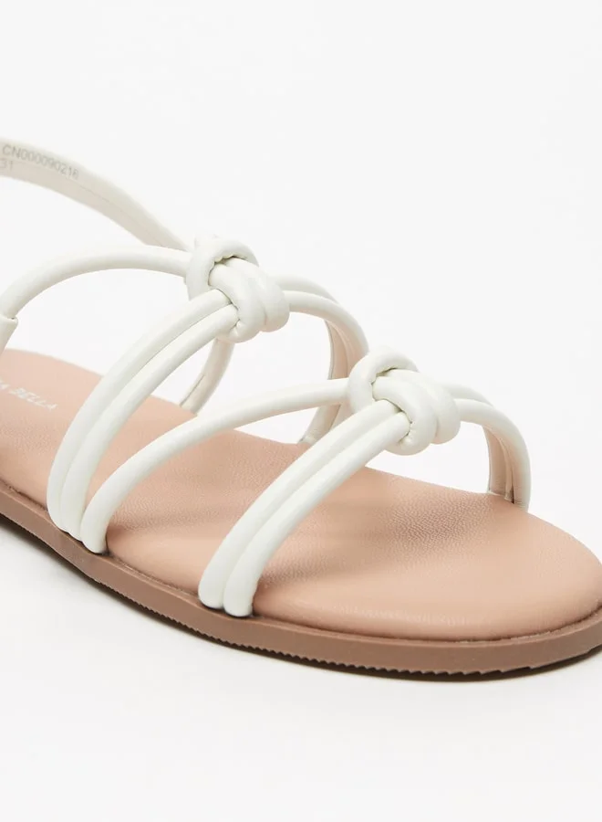 Flora Bella By Shoexpress Girls Knot Detail Flat Sandals with Hook and Loop Closure