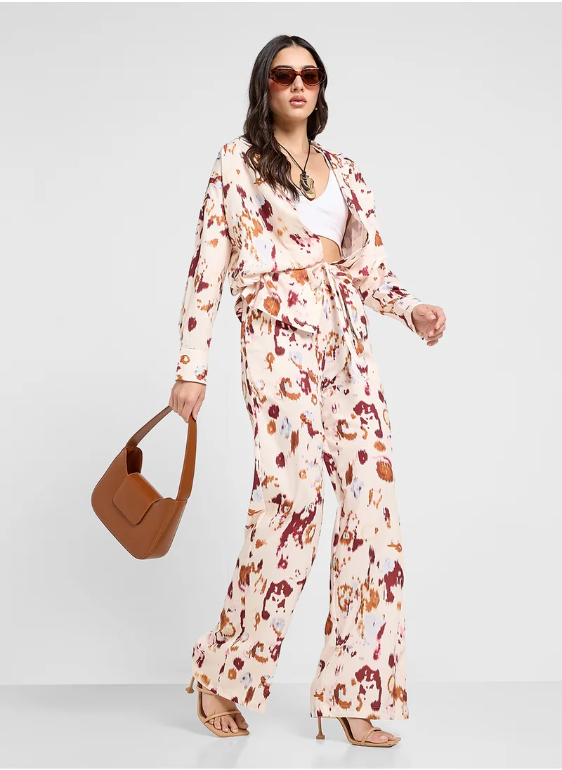 Ginger Printed Relaxed Fit Button Down Shirt & Pant Co-Ord Set