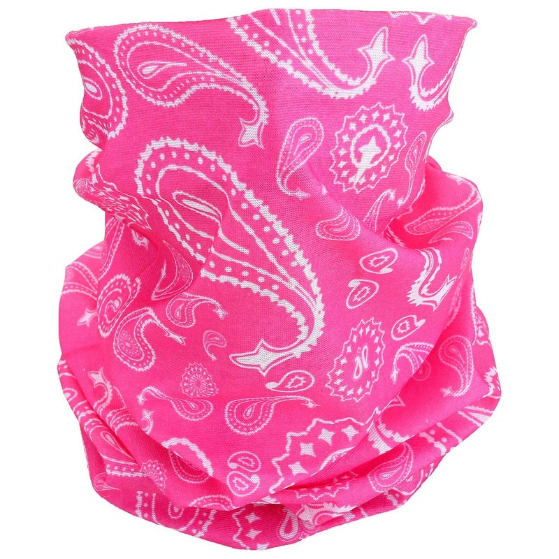 TZ Promise Tube Bandana Face Mask Scarf Paisley Print Head Neck Gaiter Motorcycle Bike Hiking (Pink) - Image 1