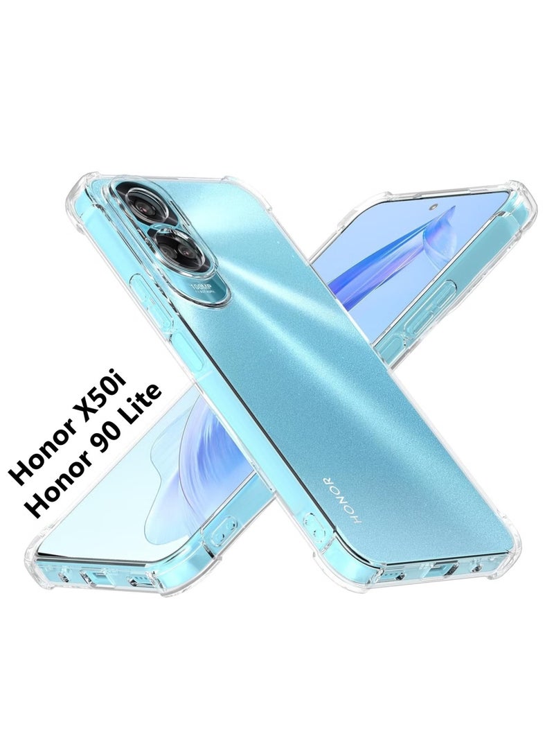 بروماس غطاء حماية Honor X50i 5G / Honor 90 Lite | غطاء ممتص للصدمات من السيليكون المرن المقاوم للصدمات ومضاد للخدش لحماية كاملة للكاميرا مصمم لهاتف Honor X50i / Honor 90 Lite - شفاف