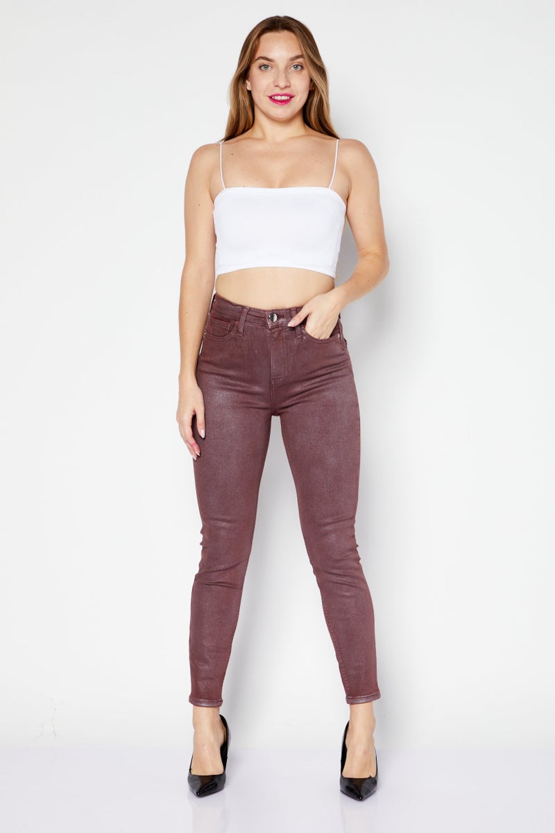 RIVER ISLAND Women Skinny Fit Washed Stretchable Denim Jeans, Maroon - Image 4