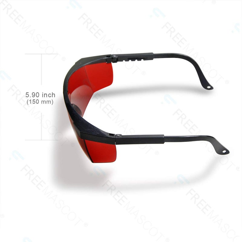 FreeMascot OD 4+ 190nm-550nm Wavelength Laser Safety Glasses for Typical 405nm, 445nm, 450nm,520nm,532nm Laser Light for Hair Removal Laser Treatment Eye Protection Goggles (Red) - Image 2