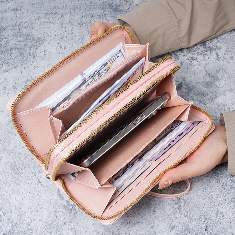 Multifunctional Solid Color PU Leather Wallet, RFID Blocking Design Portable Daily Storage Purse for Cards Cash Coin Business Use - Image 2