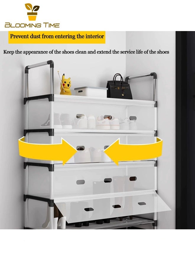 بلومنغ تايم رف أحذية مقاوم للغبار رف أحذية منزلي متعدد الطبقات للمداخل رف تخزين أحذية بسيط لممرات المهاجع رف أحذية متعدد الاستخدامات مع خيارات تجميع مرنة - Image 3