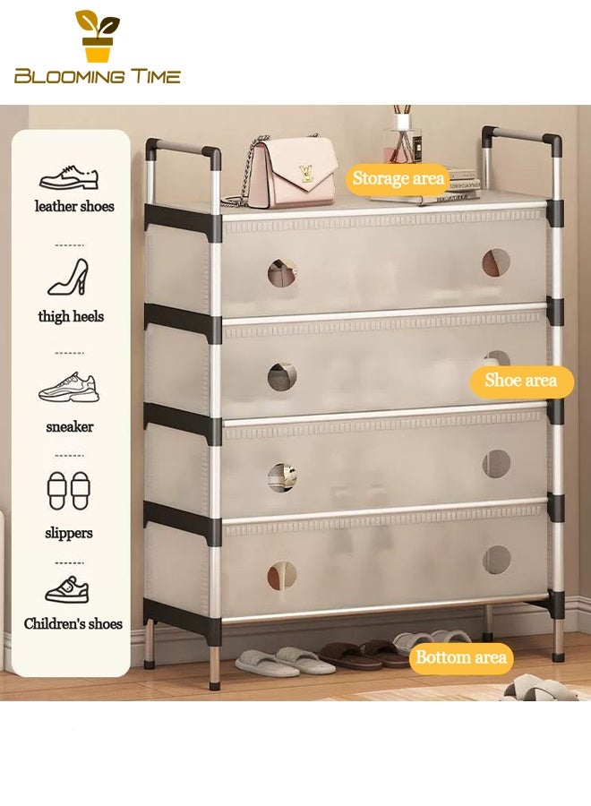 بلومنغ تايم رف أحذية مقاوم للغبار رف أحذية منزلي متعدد الطبقات للمداخل رف تخزين أحذية بسيط لممرات المهاجع رف أحذية متعدد الاستخدامات مع خيارات تجميع مرنة - Image 5