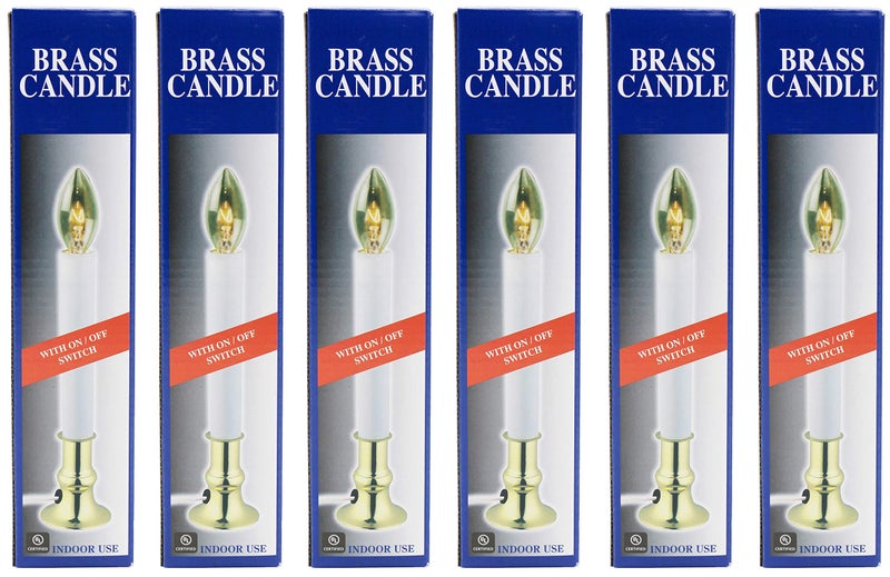 Creative HobbiesÂ® Pack of 6 Electric Window Candle with On/Off Switch, Incandescent Light Bulb, Brass Plated Base, Ready to Use (Original) - Image 5