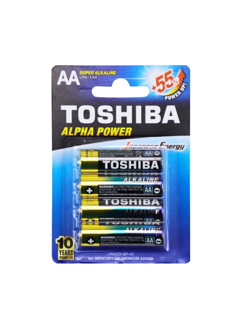 Toshiba Alpha Power Super Alkaline Aa Battery 4Pcs