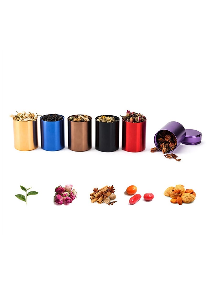 Luckam Tea Tins, 5 Pcs Alloy Containers, Waterproof Storage Containers Jar, Portable Multipurpose Airtight Container for  Tea Coffee Spices Traveling - Image 5