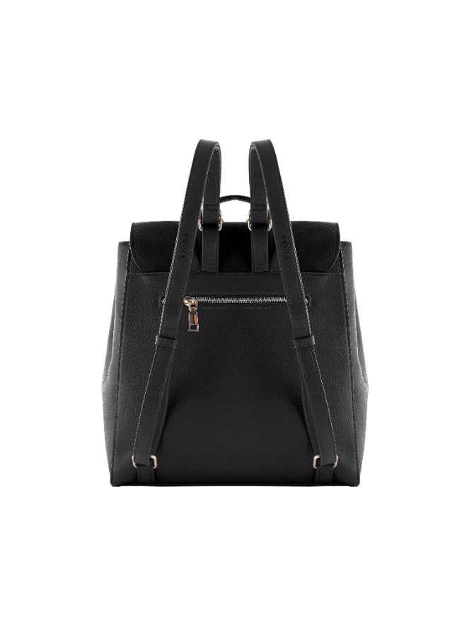 Foska Women's Convertible 2-in-1 Bag: Tote & Backpack - Smooth PU Leather - Black - 29.5x32 cm - Image 4