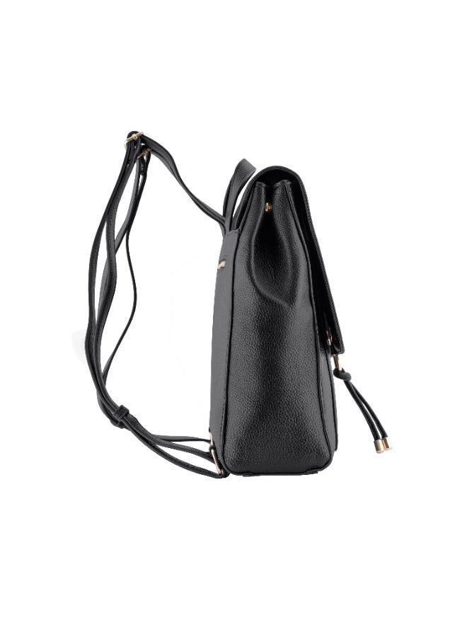 Foska Women's Convertible 2-in-1 Bag: Tote & Backpack - Smooth PU Leather - Black - 29.5x32 cm - Image 3