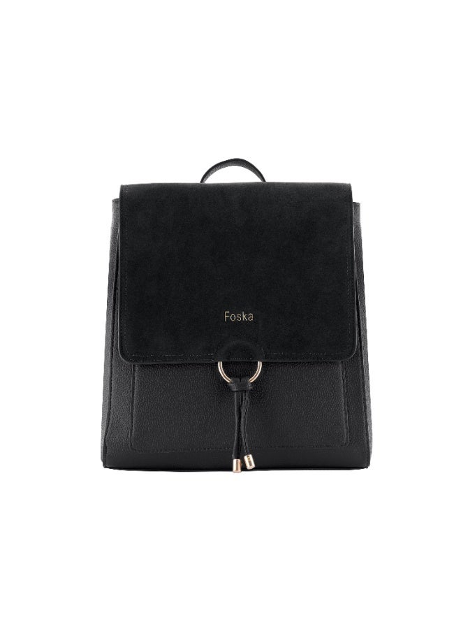 Foska Women's Convertible 2-in-1 Bag: Tote & Backpack - Smooth PU Leather - Black - 29.5x32 cm - Image 1