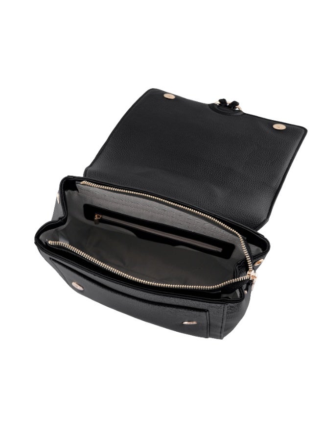 Foska Women's Convertible 2-in-1 Bag: Tote & Backpack - Smooth PU Leather - Black - 29.5x32 cm - Image 5