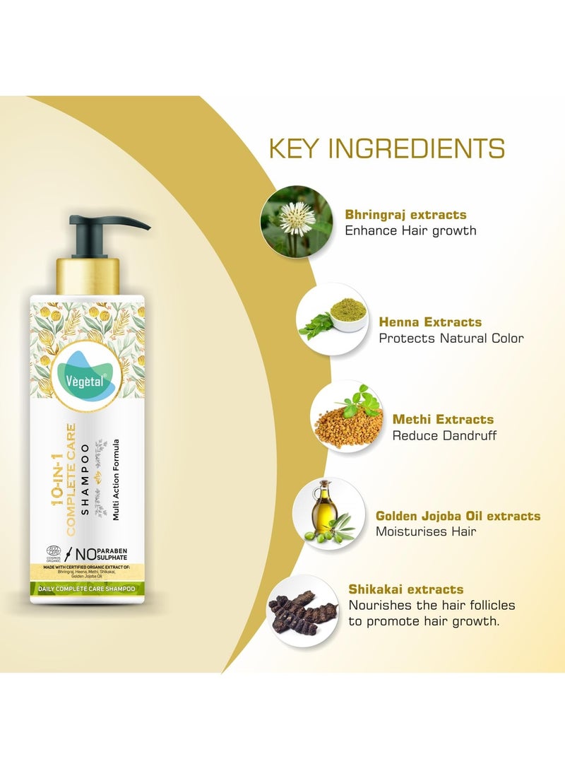 Vegetal 10 in 1 Shampoo for Dry and Damaged Hair- 200ml (Sulphate & Paraben Free Certified Organic Shampoo for Men & women) - Image 3