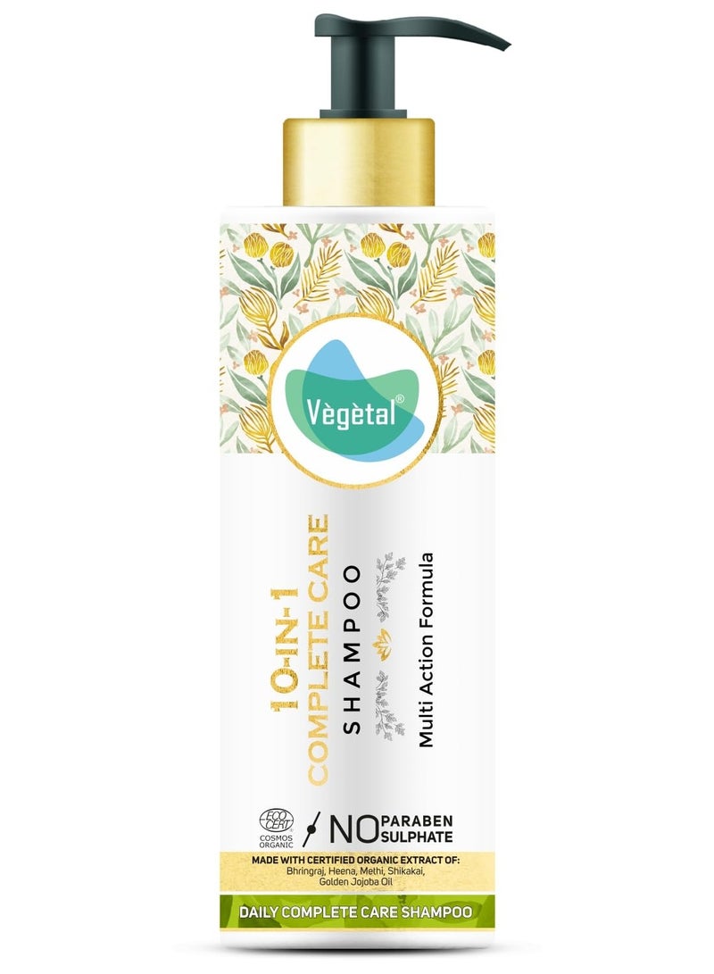 Vegetal 10 in 1 Shampoo for Dry and Damaged Hair- 200ml (Sulphate & Paraben Free Certified Organic Shampoo for Men & women) - Image 1