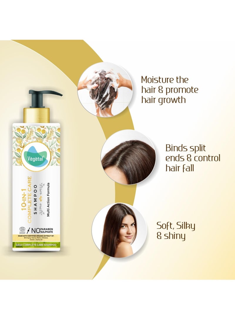 Vegetal 10 in 1 Shampoo for Dry and Damaged Hair- 200ml (Sulphate & Paraben Free Certified Organic Shampoo for Men & women) - Image 2