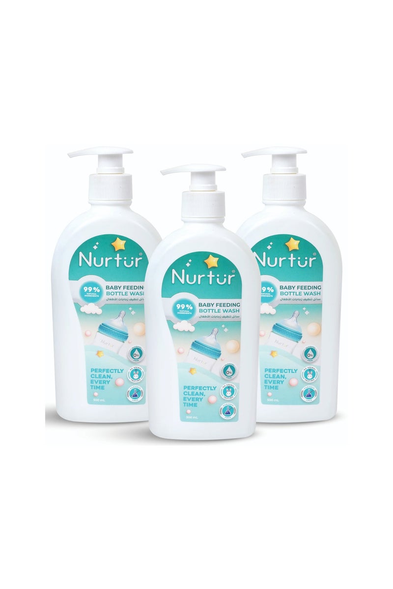 Nurtur Baby Bottle Liquid Cleanser 1000ml (2 x 500ml) Kills 99% Bacteria, Alcohol-Free, Paraben-Free, Multipurpose Liquid Cleanser Wash Safe for Bottles, Breast Pumps, Toys & Feeding Essentials - Image 1