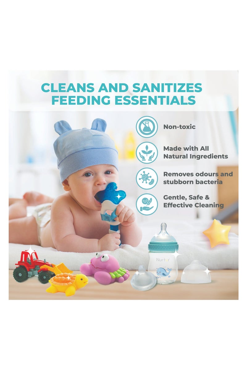 Nurtur Baby Bottle Liquid Cleanser 1000ml (2 x 500ml) Kills 99% Bacteria, Alcohol-Free, Paraben-Free, Multipurpose Liquid Cleanser Wash Safe for Bottles, Breast Pumps, Toys & Feeding Essentials - Image 2