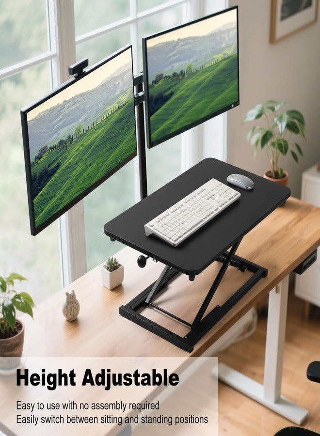 Raathionty Standing Desk Converter Adjustable Height,Keyboard Riser for Stand Up Desk Riser,Computer Keyboard Stand for Desktop,Ergonomic Sit Stand Computer Workstations Black Size 23.6 Inch - Image 3