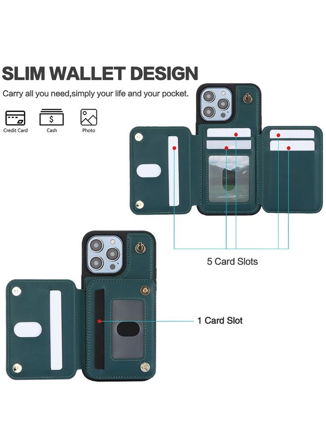 Zaboon Case For iPhone 13 Pro Max YM006 Skin Feel Zipper Card Bag Phone Case with Dual Lanyard - Image 2