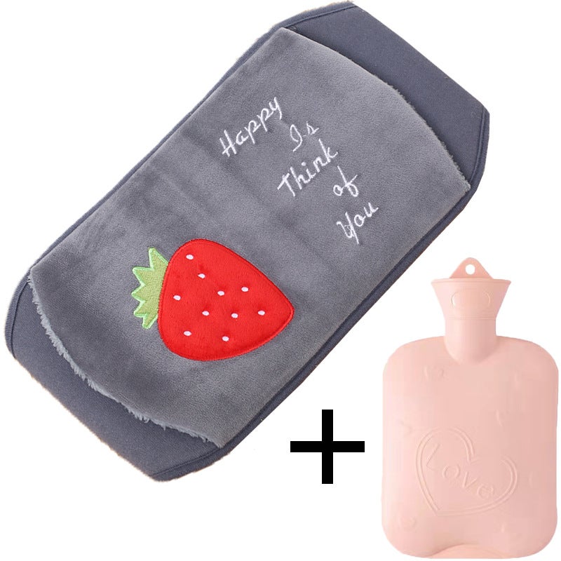 Water Bag Plush Belt Water Filling Warm Water Bag Compress Warm Waist Warm Hand Treasure Filling Warm Belly Warm Baby Female - Image 1