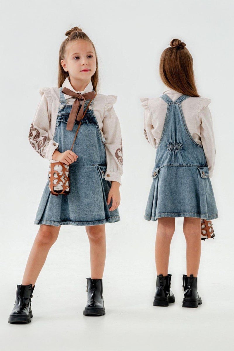 Miniğimin Cicileri Denim Pinafore Dress - Image 1