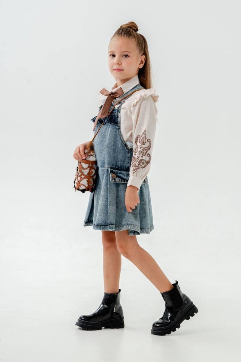 Miniğimin Cicileri Denim Pinafore Dress - Image 2