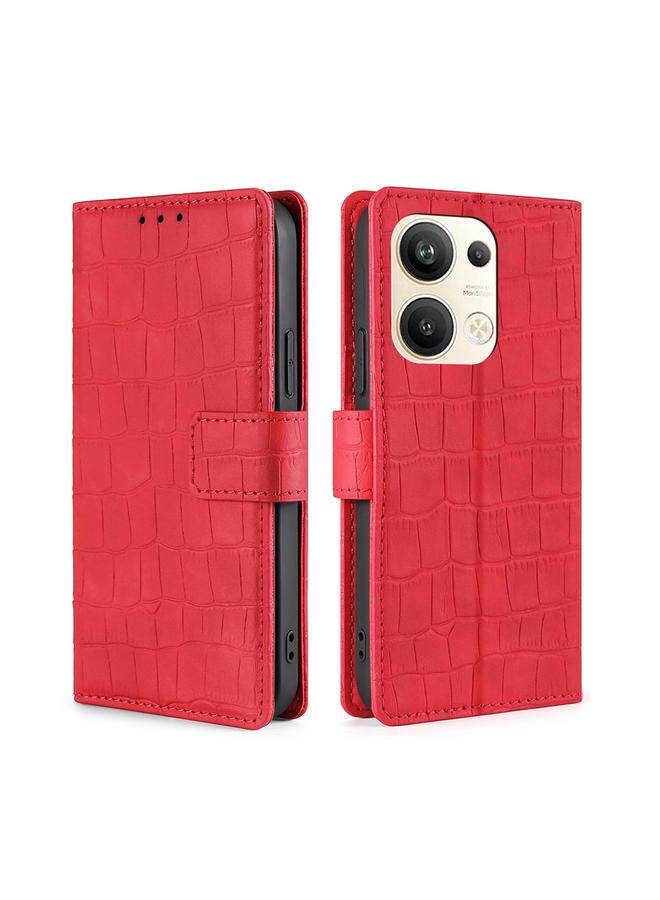 اس-توب جراب لهاتف OPPO Reno9 Pro+ 5G مصنوع من الجلد بمشبك مغناطيسي من جلد التمساح - Image 1