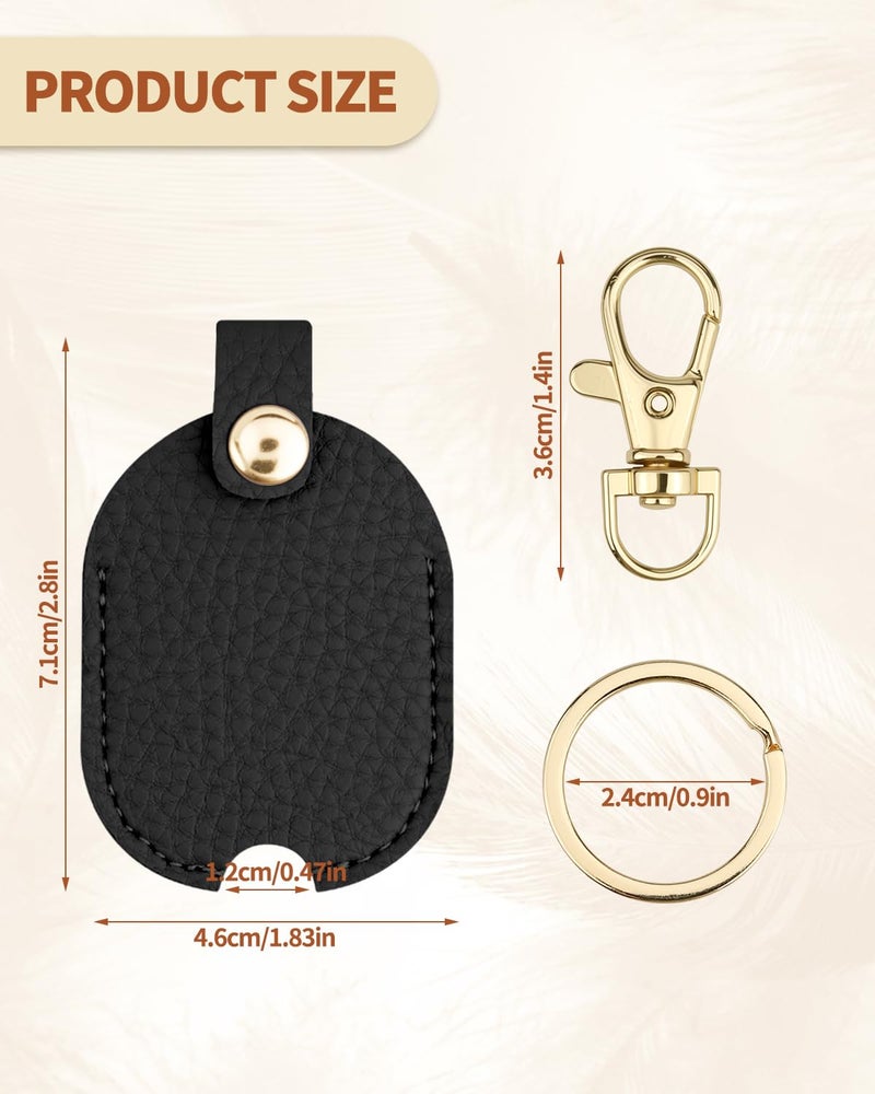 Aecsze Leather Car Key Cover, Key Covers for Car Keys, Broken Key Protector with Iron Key Ring (Black) - Image 2