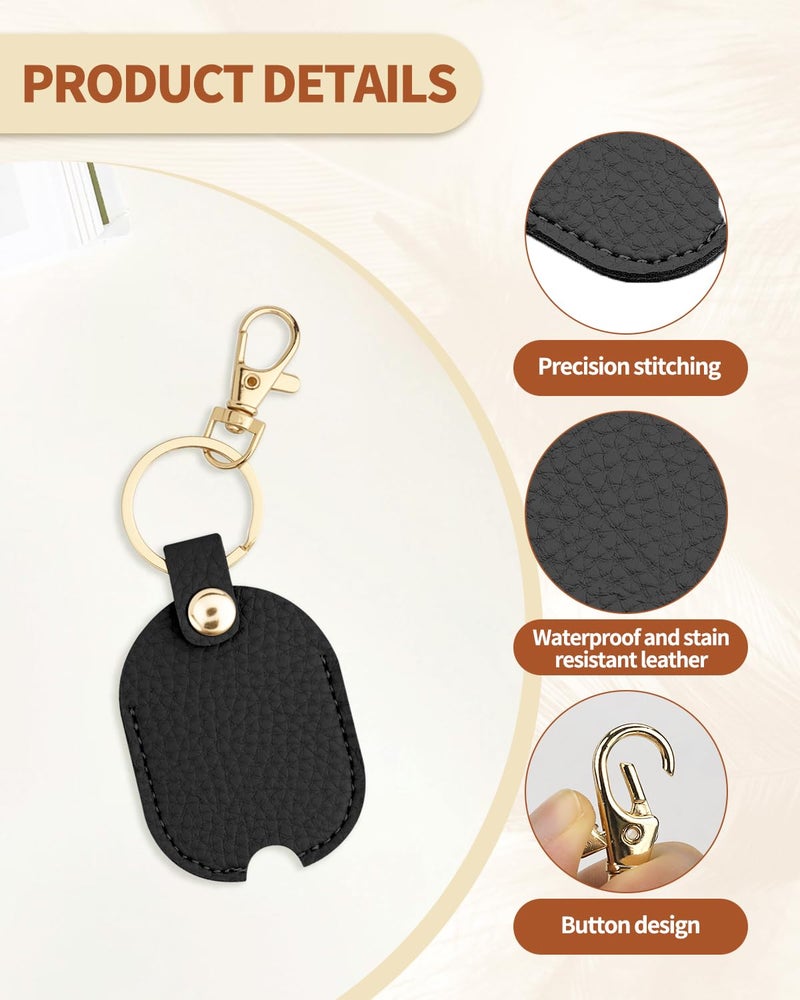 Aecsze Leather Car Key Cover, Key Covers for Car Keys, Broken Key Protector with Iron Key Ring (Black) - Image 3