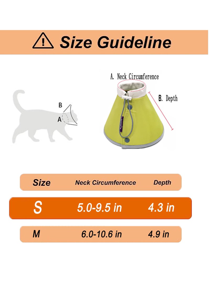 Puppy/Cat Bite Recovery Collar, Soft and Comfortable Collar for Cats and Puppies - Post-Surgery Adjustable Neck Protector for Cats and Puppies - Breathable and Lightweight Cat Protector Collar, Double-Breasted, Adjustable Tightness, Easy to Wash, Yellow Green, Size M - Image 3