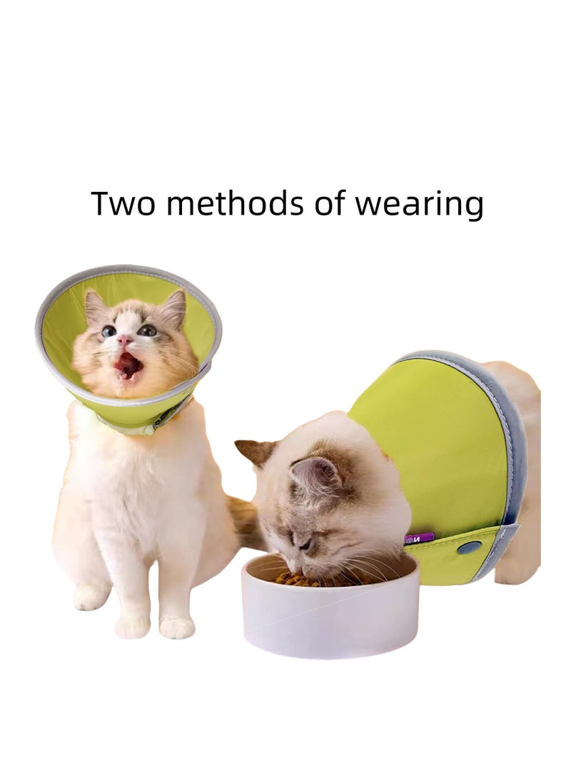 Puppy/Cat Bite Recovery Collar, Soft and Comfortable Collar for Cats and Puppies - Post-Surgery Adjustable Neck Protector for Cats and Puppies - Breathable and Lightweight Cat Protector Collar, Double-Breasted, Adjustable Tightness, Easy to Wash, Yellow Green, Size M - Image 2