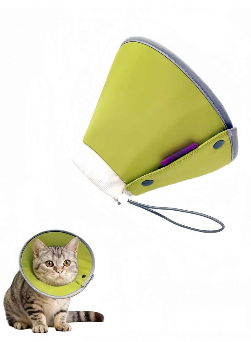 Puppy/Cat Bite Recovery Collar, Soft and Comfortable Collar for Cats and Puppies - Post-Surgery Adjustable Neck Protector for Cats and Puppies - Breathable and Lightweight Cat Protector Collar, Double-Breasted, Adjustable Tightness, Easy to Wash, Yellow Green, Size M - Image 1