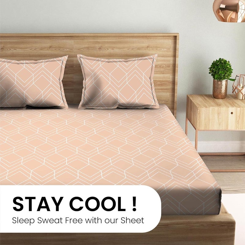Mush 100 Bamboo Printed King Size Bed Sheet 108x108 inches 300TC Bedsheet for Double Bed Ultra Soft Naturally Anti Microbial Cooling Double Bed Luxury Sheets Pack of 1 Calm Coral - Image 3