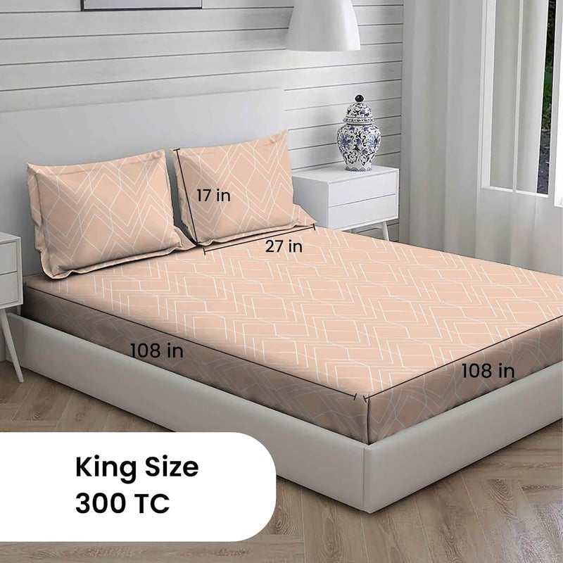 Mush 100 Bamboo Printed King Size Bed Sheet 108x108 inches 300TC Bedsheet for Double Bed Ultra Soft Naturally Anti Microbial Cooling Double Bed Luxury Sheets Pack of 1 Calm Coral - Image 4