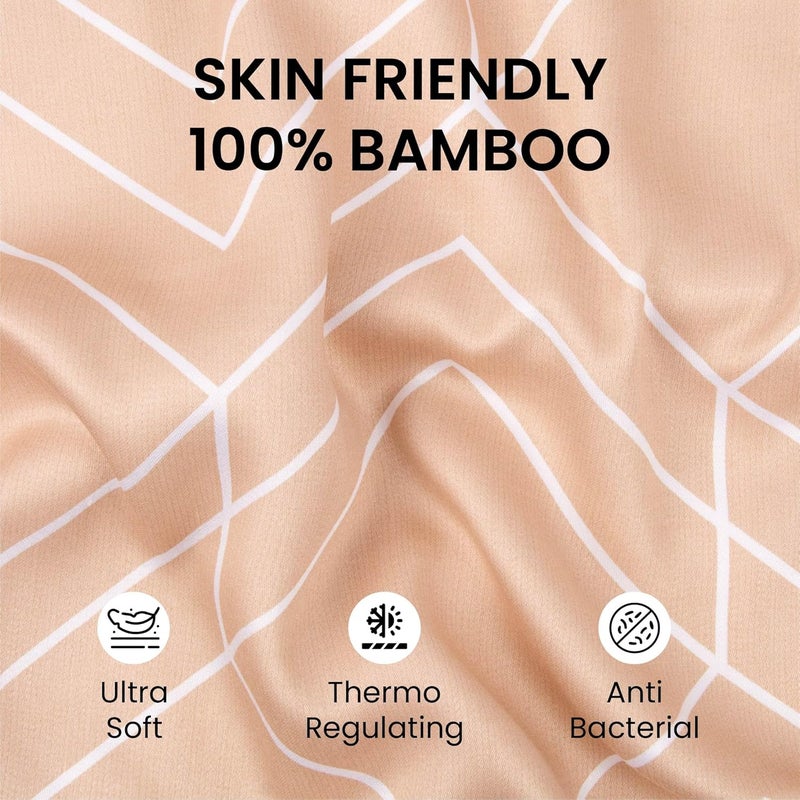 Mush 100 Bamboo Printed King Size Bed Sheet 108x108 inches 300TC Bedsheet for Double Bed Ultra Soft Naturally Anti Microbial Cooling Double Bed Luxury Sheets Pack of 1 Calm Coral - Image 5