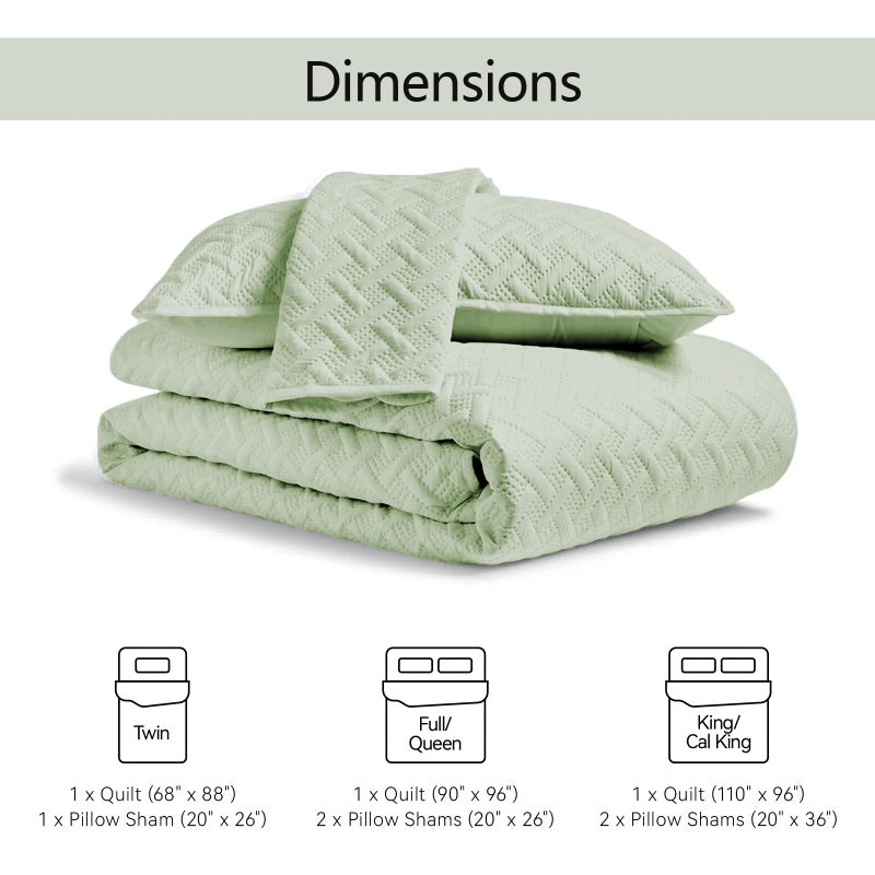 FLYMME Quilts Queen Size, Lightweight Sage Green Bedspreads, Basket Weave Pattern,Ultra Soft Microfiber Bed Coverlet 3 Pieces for All-Seasons (1 Quilt, 2 Shams) - Image 4