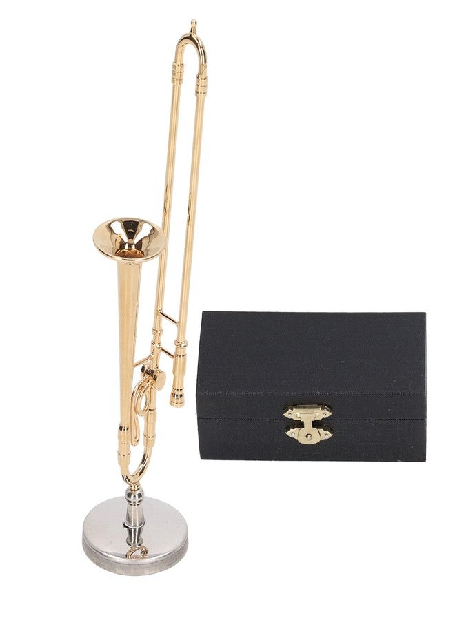 Zerodis Copper Miniature Trombone with Stand and Case - Mini Musical Instrument Dollhouse Accessory - Image 1