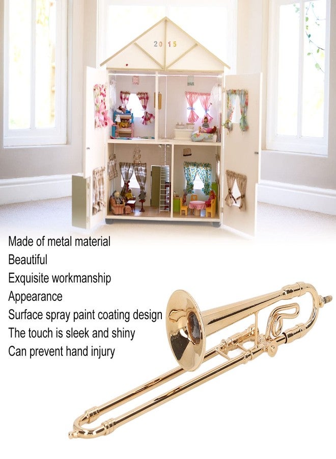 Zerodis Copper Miniature Trombone with Stand and Case - Mini Musical Instrument Dollhouse Accessory - Image 5