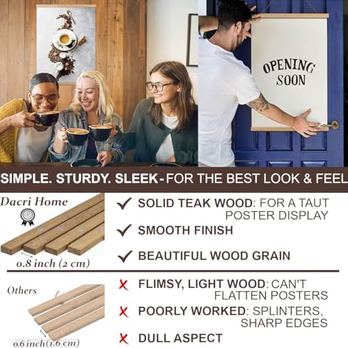 DACRI HOME Magnetic Poster Hanger Frame, Sturdy Magnetic Poster Frame with Teak Wood, Strong Magnets for Hanging Prints, Maps, Pictures, Scroll Wall Art, 22x34 22x28 (22 Inch, Teak) - Image 2