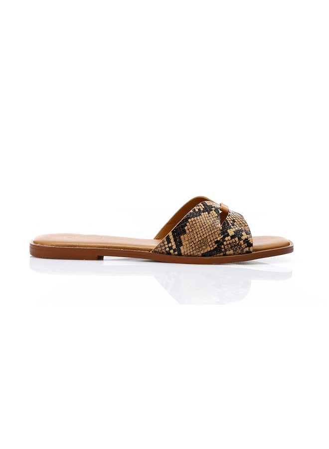 DejaVu Reptile Open Toe Shape Flat Slippers - Image 2