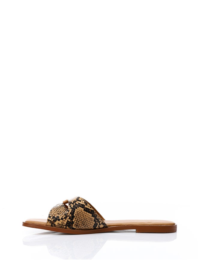 DejaVu Reptile Open Toe Shape Flat Slippers - Image 4