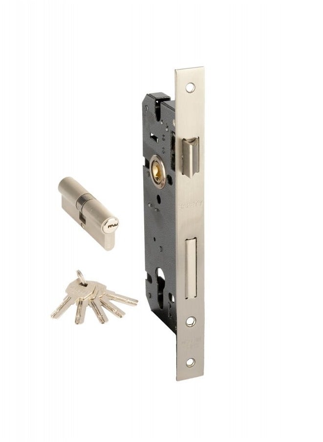 SAFETY Cylindirical Mortise Door Lock 45mm silver 