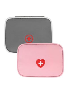 2 Pcs Portable Mini First Aid Pouch Empty Travel Medicine Bag Double Zippers Handy Pills Pocket for for Office Travel Home Vehicle Beach Emergency Zipper Pouch Small Size