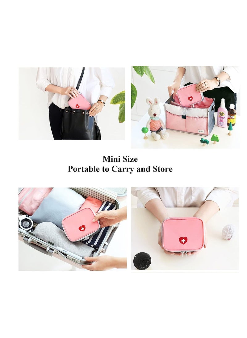 SYOSI - 2 Pcs Portable Mini First Aid Pouch Empty Travel Medicine Bag Double Zippers Handy Pills Pocket for for Office Travel Home Vehicle Beach Emergency Zipper Pouch Small Size - Image 1