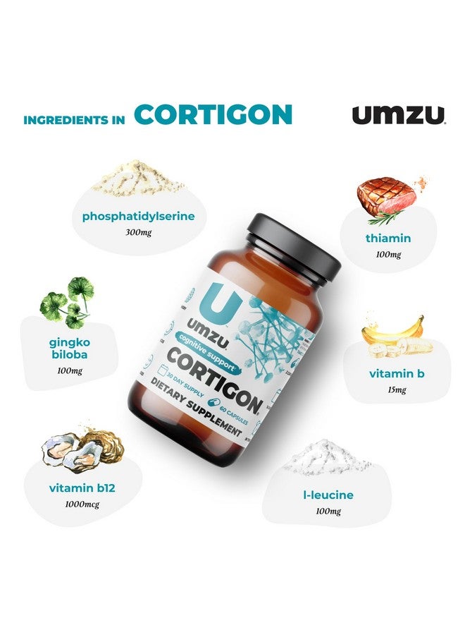 أومزو مكمل UMZU CORTIGON Cortisol Manager | مركب طبيعي لدعم الإجهاد مع الجنكة بيلوبا والفوسفاتيديل سيرين وفيتامينات ب | يساعد على تحسين الذاكرة والتركيز والمزاج (إمدادات تكفي لمدة 30 يومًا | 60 كبسولة) - Image 1
